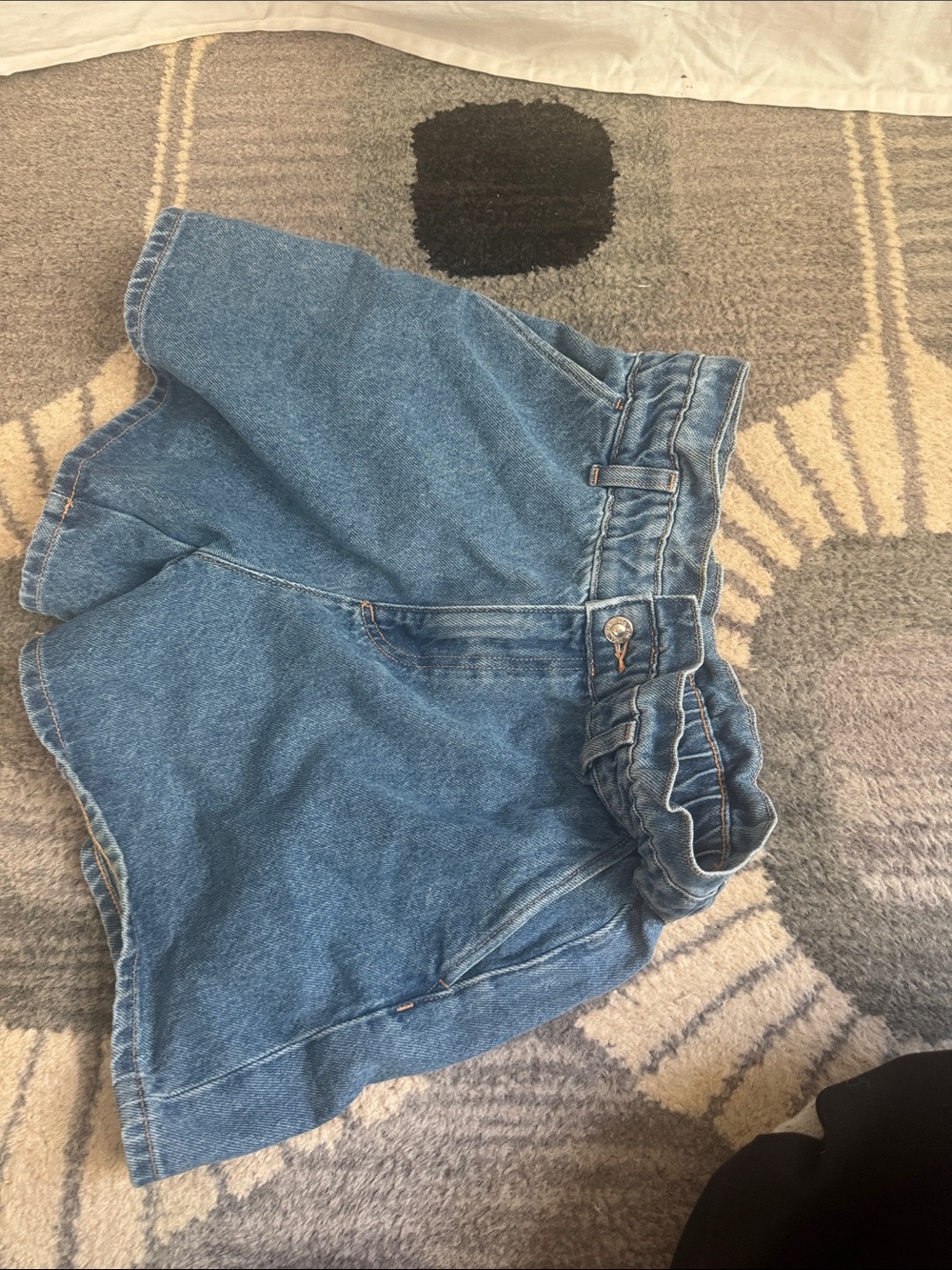 Zara Light Blue Denim Paperbag Waist Shorts